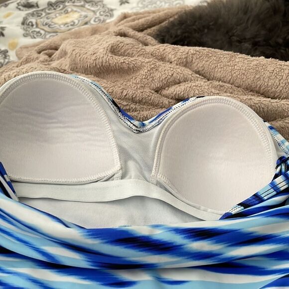 Croft & Barrow Striped Tankini Swimsuit Top Size 10 Blue - Picture 11 of 12